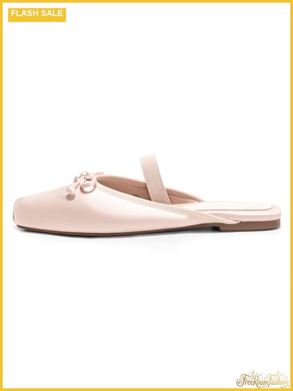Women's Ballet Flats Mules Bow Square Toe Slip On Comfortable Office Shoes